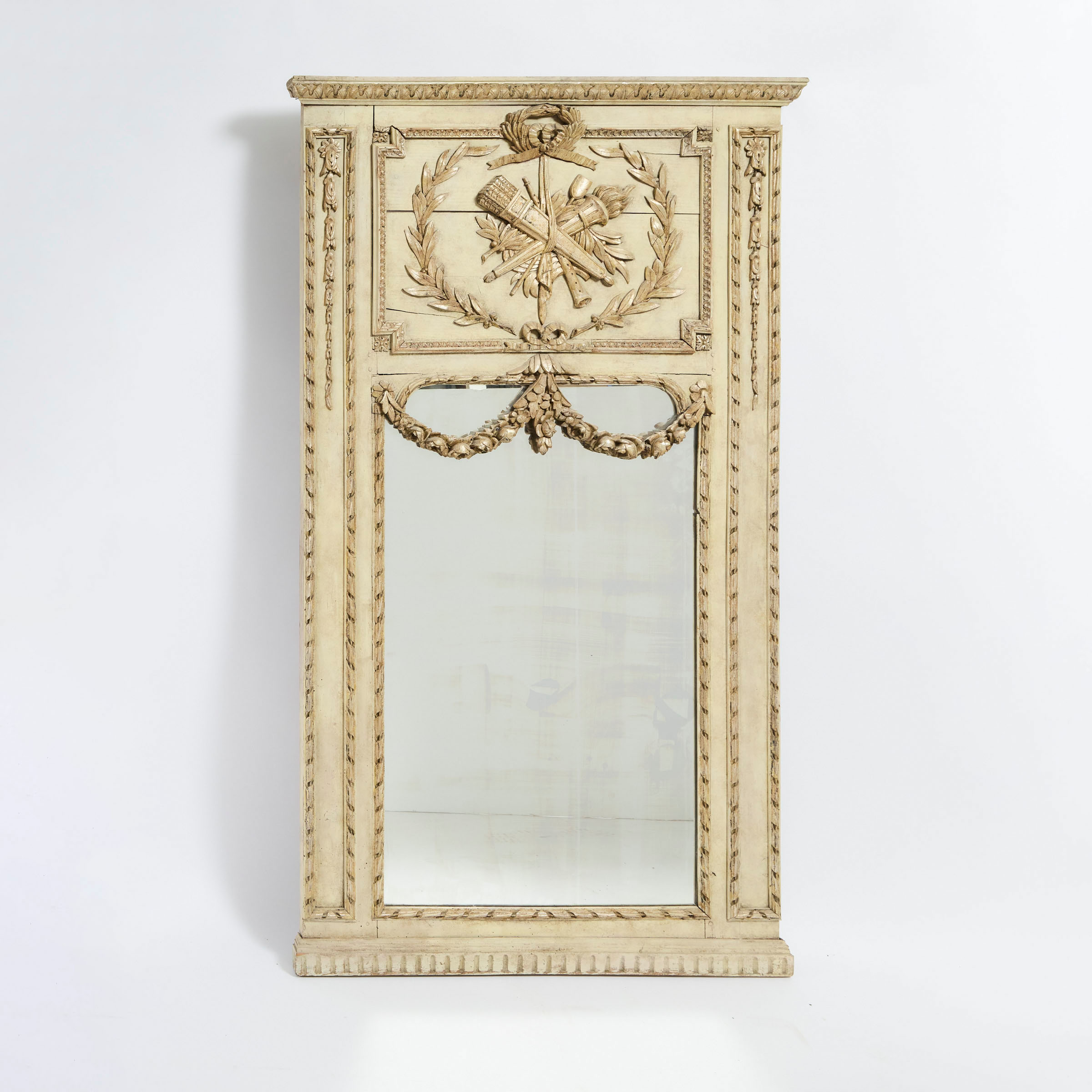 Louis XVI Provincial Trumeau Mirror,