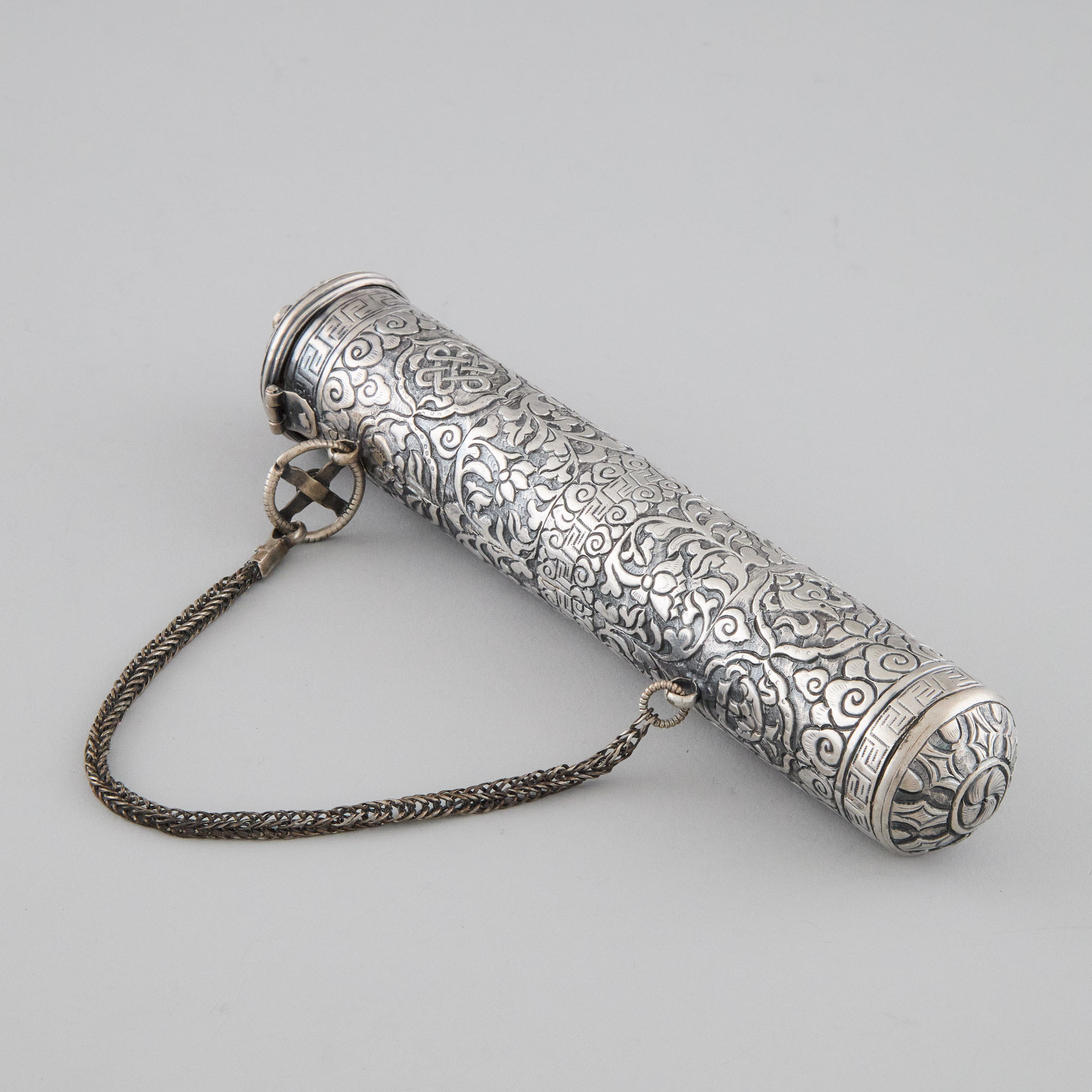 Southeast Asian Silver Scroll Case,