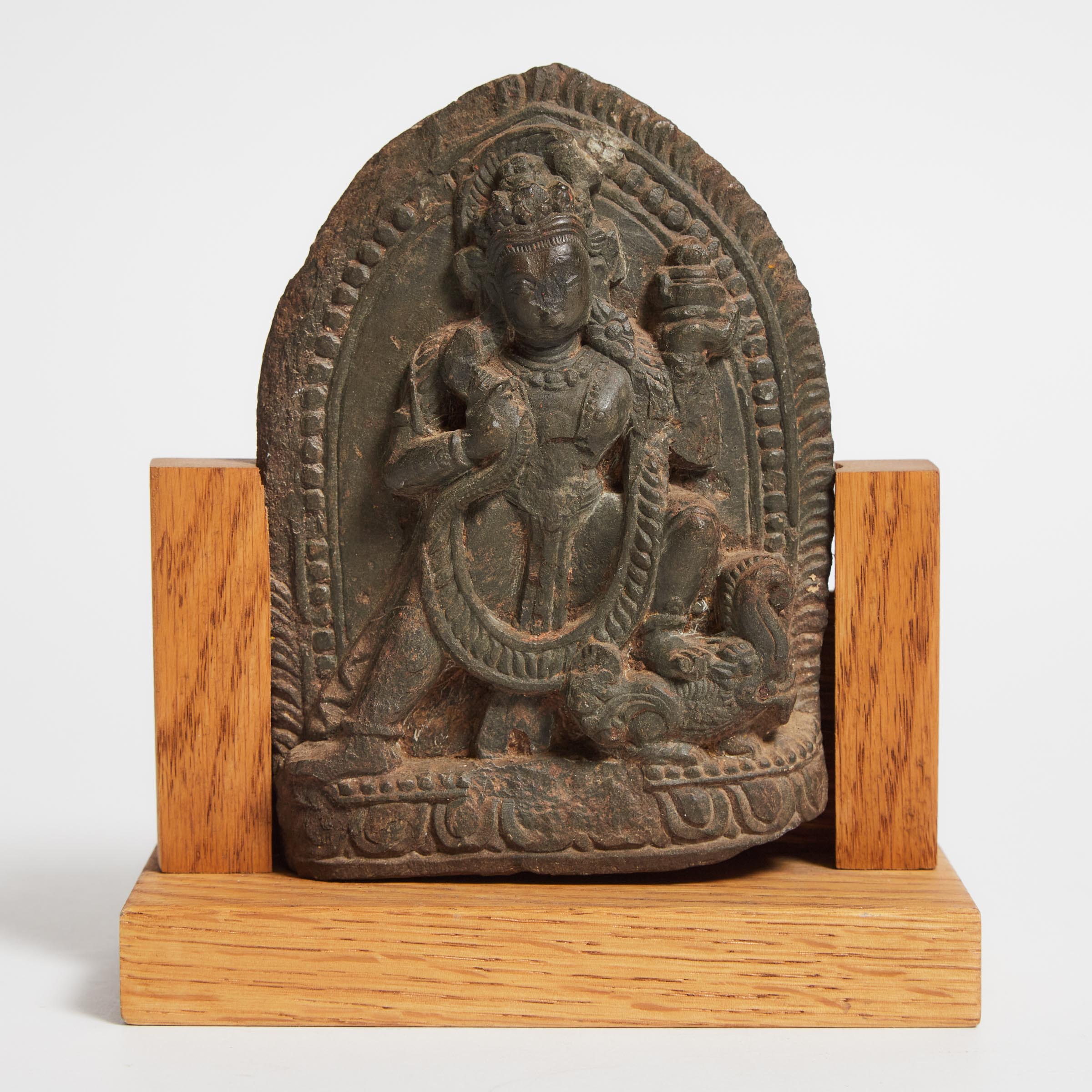 Indo Nepalese Grey Schist Stele 3c9834