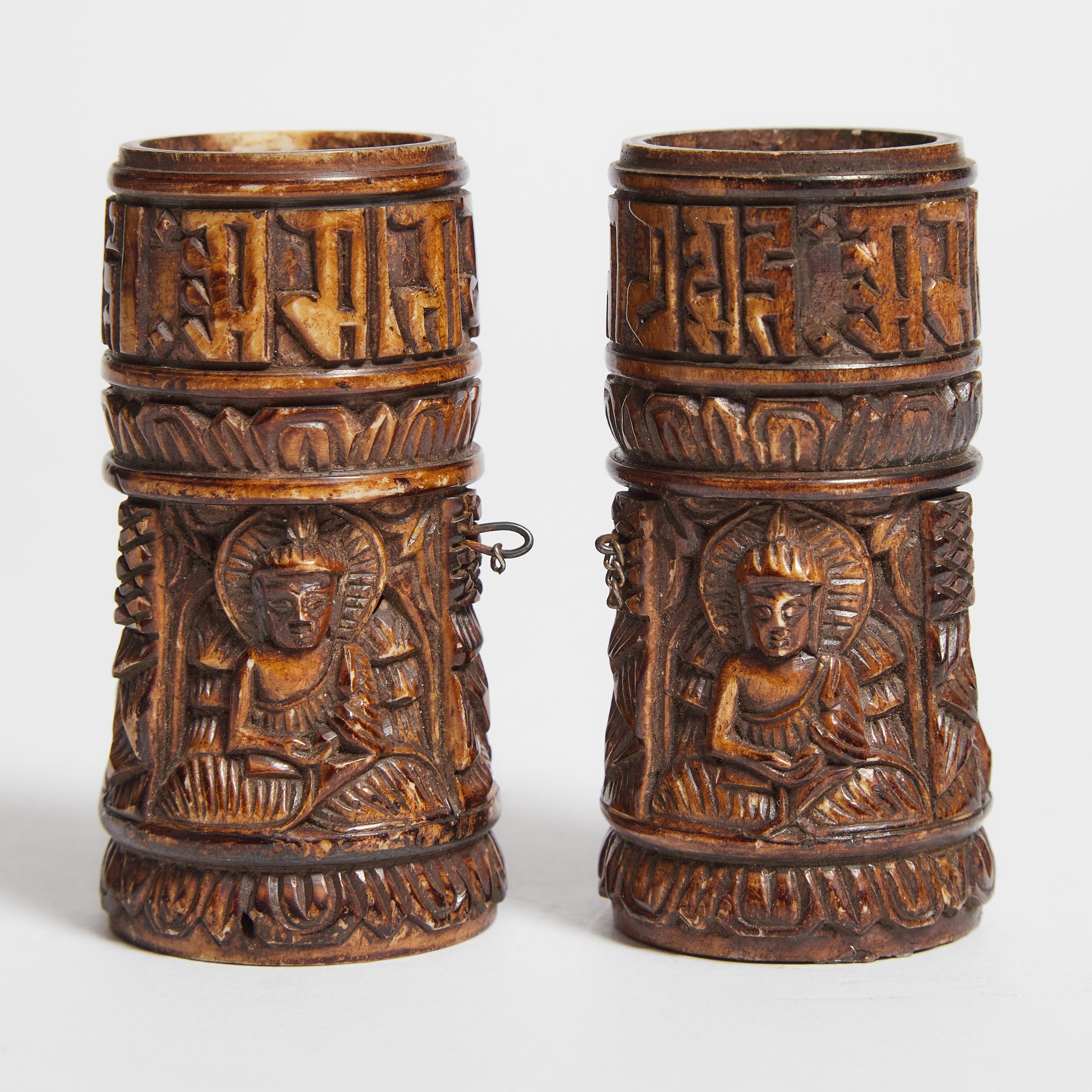 Two Tibetan Thigh Bone Prayer Wheel