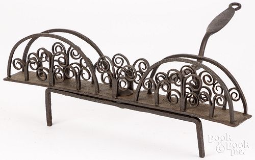 WROUGHT IRON TOASTER, 19TH C.Wrought