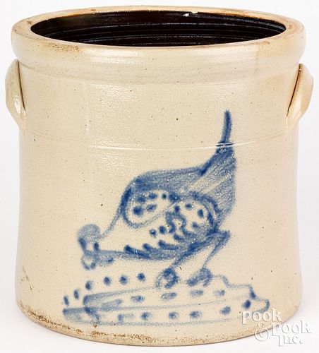 THREE-GALLON STONEWARE CROCK, 19TH