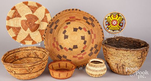 SIX TRIBAL BASKETS BEADED GOURD 3c9921