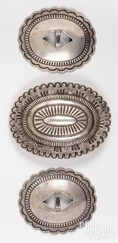 NAVAJO INDIAN BELT BUCKLE AND TWO 3c9930
