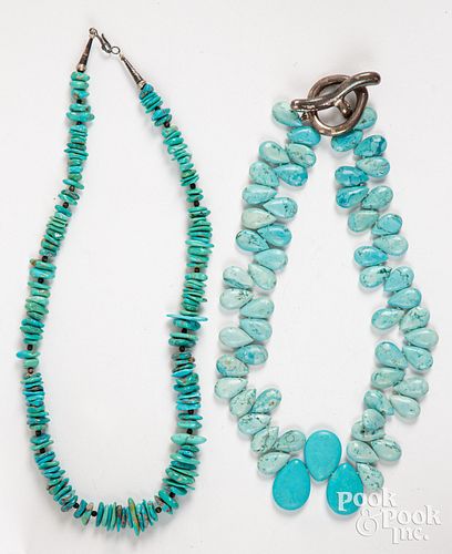 TWO NAVAJO TURQUOISE NECKLACESTwo