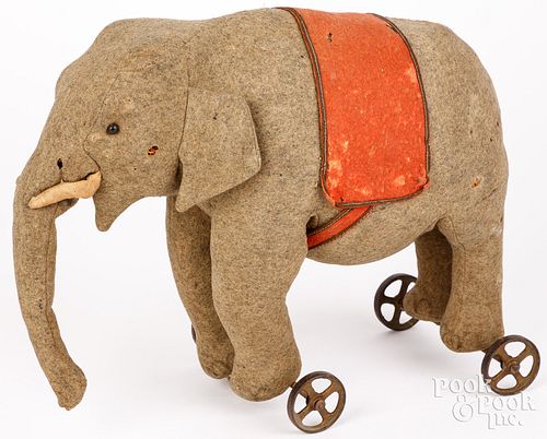 MOHAIR ELEPHANT PULL TOY EARLY 3c994e