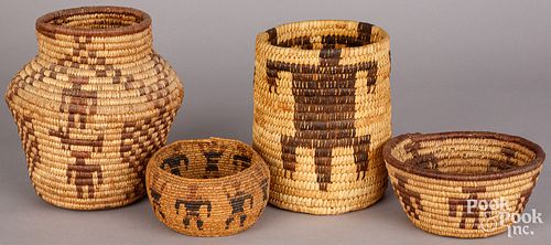 FOUR NATIVE AMERICAN INDIAN BASKETSFour