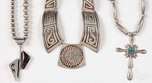 THREE NATIVE AMERICAN INDIAN SILVER 3c997b