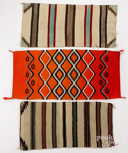 THREE NAVAJO STYLE WEAVINGS, MID