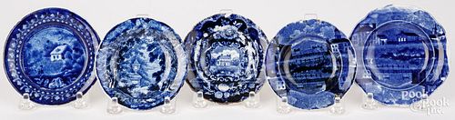 FIVE HISTORICAL BLUE STAFFORDSHIRE 3c9a04