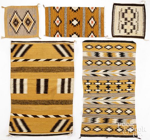 FIVE NAVAJO AND NAVAJO STYLE WEAVINGSFive