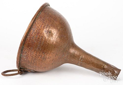 LARGE COPPER FUNNEL, 18TH C.Large