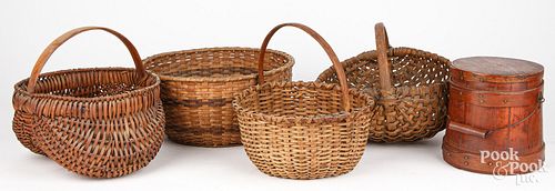 FOUR SPLINT BASKETS 19TH C Four 3c9ab1