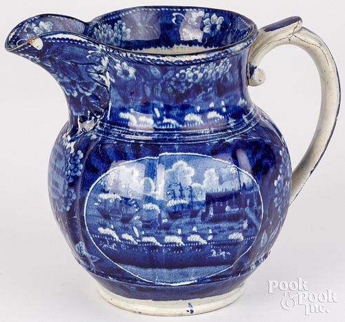 HISTORICAL BLUE STAFFORDSHIRE PITCHERHistorical