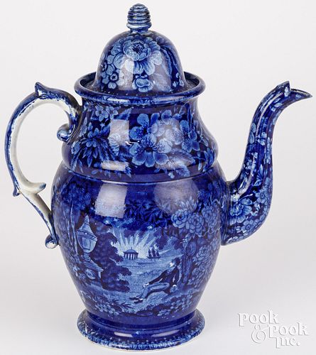 HISTORICAL BLUE STAFFORDSHIRE COFFEEPOTHistorical