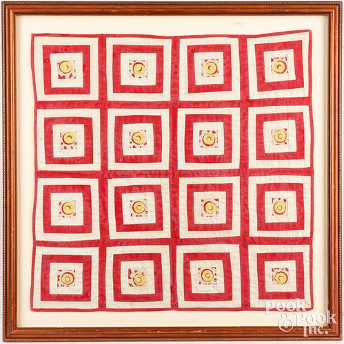 FRAMED CRIB QUILT EARLY 20TH C Framed 3c9b86