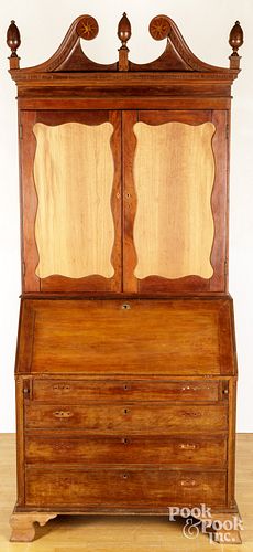 CHIPPENDALE CHERRY DESK AND BOOKCASE  3c9bf7