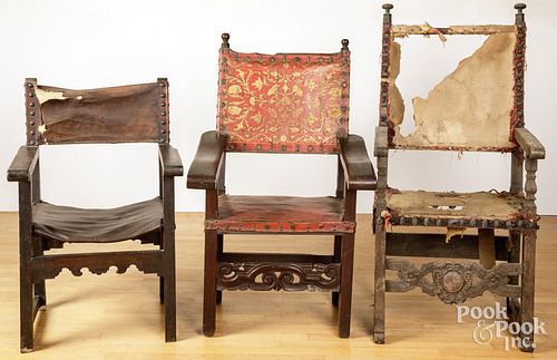 THREE CROMWELLIAN ARMCHAIRS, 18TH