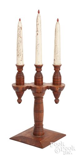 TURNED AND PAINTED WALNUT CANDELABRUMTurned 3c9c11