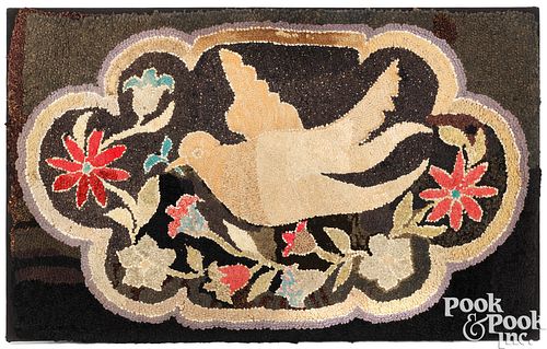 AMERICAN HOOKED RUG WITH DOVE  3c9c18