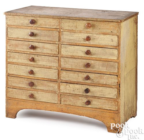 PAINTED PINE DOCUMENT CHEST, 19TH