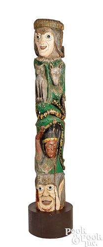 CARVED AND PAINTED FOLK ART TOTEM