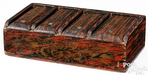 AN UNUSUAL PAINTED PINE BOX, 19TH