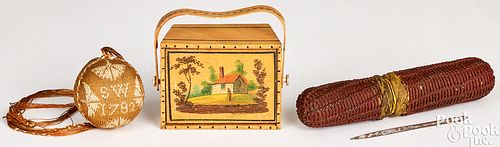 SEWING BALL, DATED 1792, BOX AND