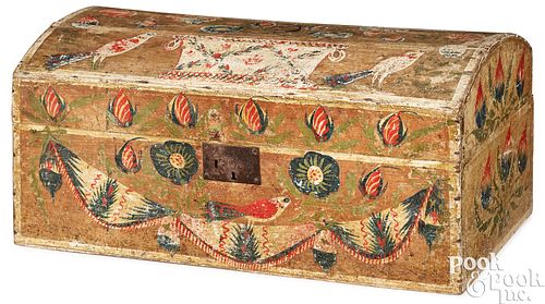 PAINTED BEECH DOME LID BOX 19TH 3c9c6c