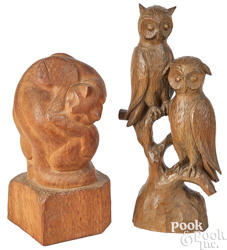 TWO CARVED PINE FIGURES OF TWO 3c9c76