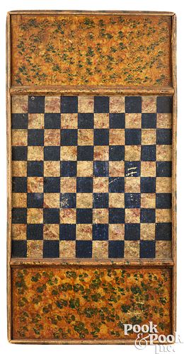 PAINTED PINE CHECKERS GAMEBOARD  3c9c9d
