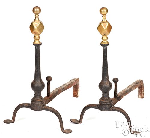 PAIR OF CHIPPENDALE ANDIRONS, 18TH