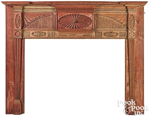 FEDERAL CARVED PINE MANTEL, CA.