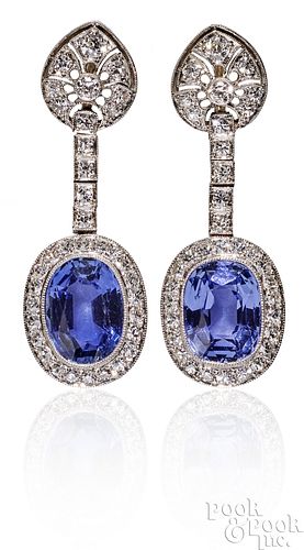 ART DECO SAPPHIRE AND DIAMOND DROP