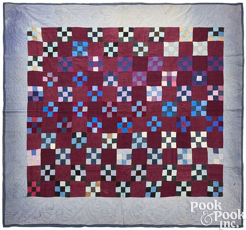 AMISH NINE PATCH PATCHWORK QUILT,