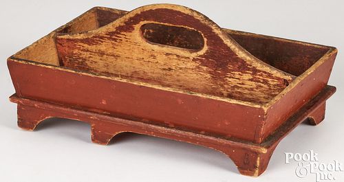 PAINTED PINE UTENSIL TRAY 19TH 3c9d59