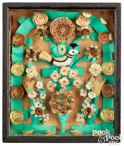 CUT PAPER AND FABRIC SHADOWBOX  3c9d95