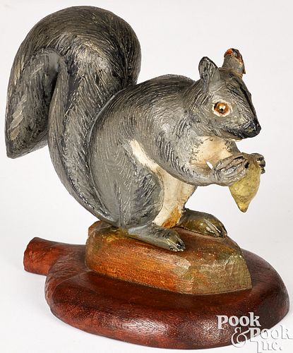 CARVED AND PAINTED SQUIRREL WITH 3c9db6