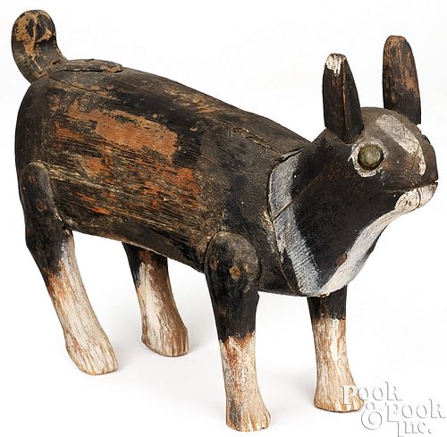 FOLK ART CARVED AND PAINTED RABBIT  3c9dda