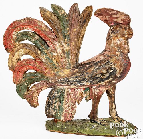 LARGE CARVED AND PAINTED ROOSTER  3c9e3e