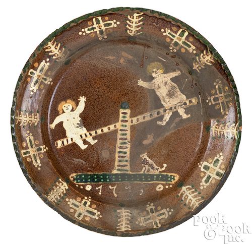 GERMAN REDWARE CHARGER, DATED 1795German