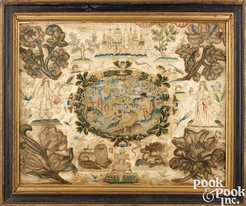 LARGE CHARLES II ELABORATE SILK 3c9ee0