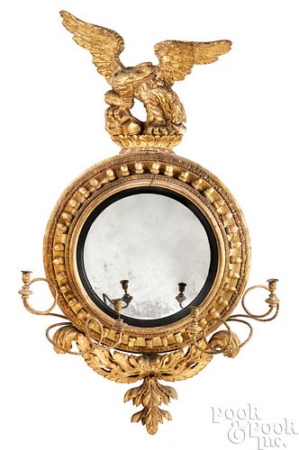 LARGE GILTWOOD CONVEX MIRROR, CA.