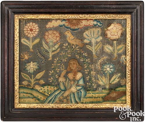 SMALL ENGLISH NEEDLEWORK PICTURE,