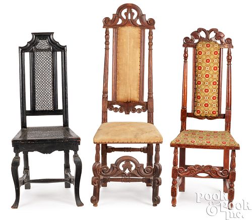 THREE WILLIAM AND MARY SIDE CHAIRS  3c9f9a
