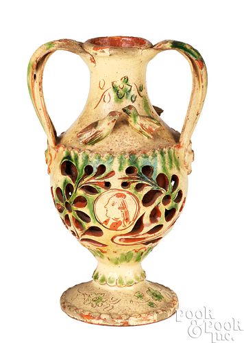 EARTHENWARE VASE WITH RETICULATED