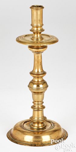 HEAVY EUROPEAN BRASS CANDLESTICK,