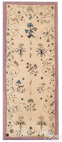 CREWELWORK PANEL, 18TH/19TH C.Crewelwork