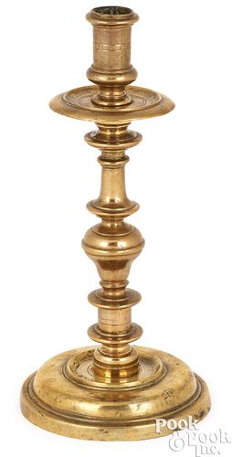 EUROPEAN BRASS CANDLESTICK, LATE