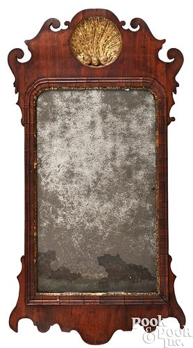 CHIPPENDALE MAHOGANY LOOKING GLASS  3ca02a